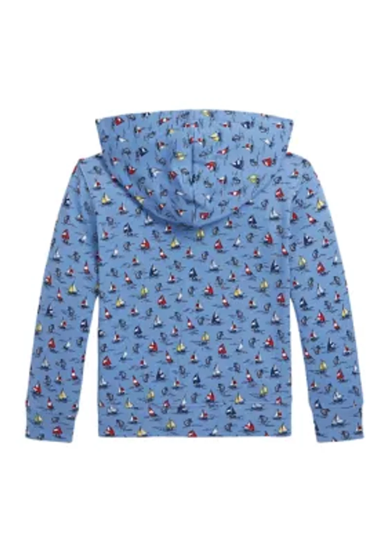 Boys 2-7 Sailboat Print Spa Terry Full Zip Hoodie