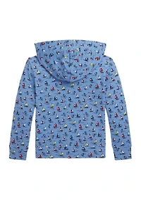Boys 2-7 Sailboat Print Spa Terry Full Zip Hoodie