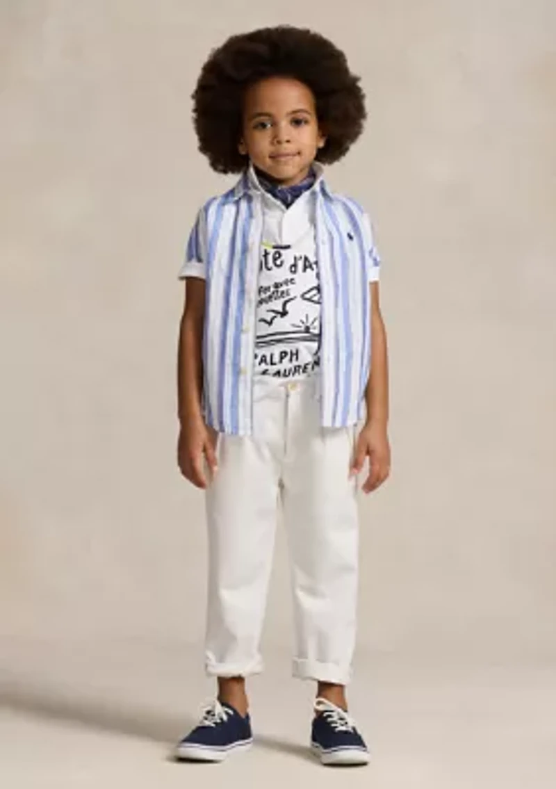 Boys 2-7 Striped Linen Short Sleeve Shirt