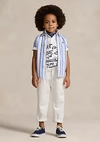 Boys 2-7 Striped Linen Short Sleeve Shirt