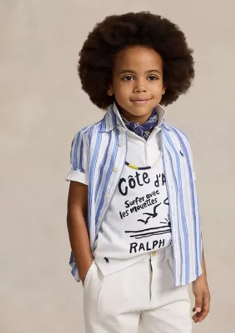 Boys 2-7 Striped Linen Short Sleeve Shirt