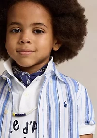 Boys 2-7 Striped Linen Short Sleeve Shirt