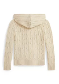Boys 2-7 Cable Cotton Hooded Full Zip Sweater