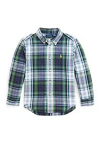 Boys 2-7 Plaid Brushed Cotton Oxford Shirt