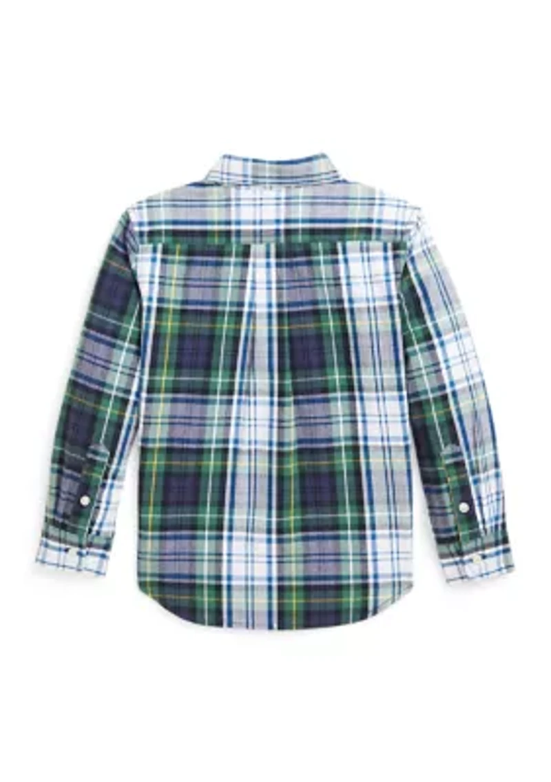 Boys 2-7 Plaid Brushed Cotton Oxford Shirt
