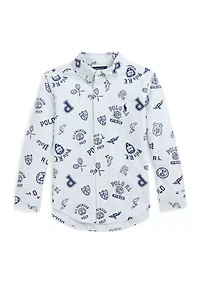 Boys 2-7 Striped Cotton Oxford Graphic Shirt