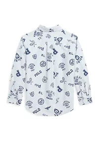 Boys 2-7 Striped Cotton Oxford Graphic Shirt