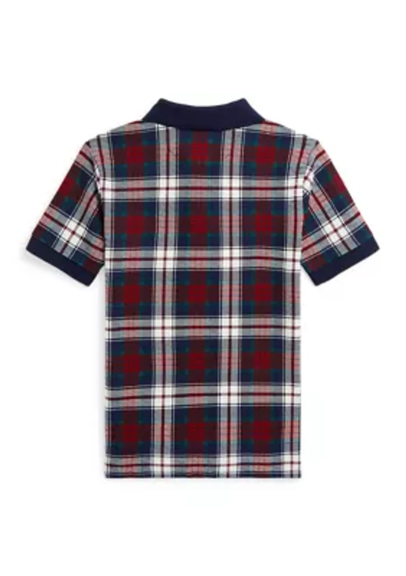 Boys 2-7 Plaid Cotton Mesh Polo Shirt