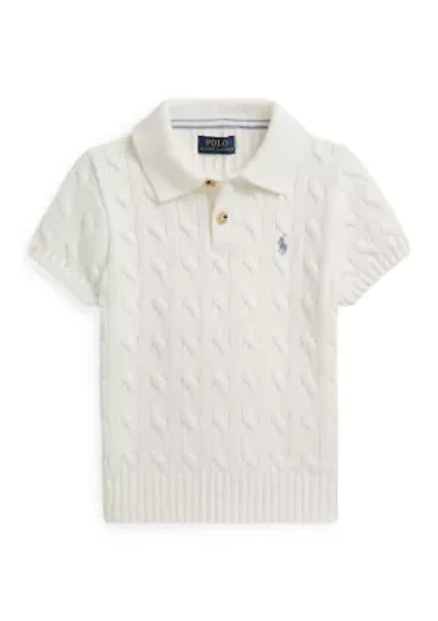 Boys 2-7 Cable-Knit Cotton Polo Sweater