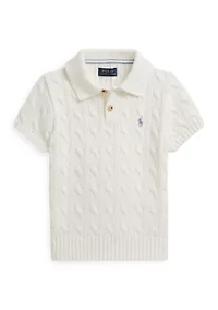 Boys 2-7 Cable-Knit Cotton Polo Sweater