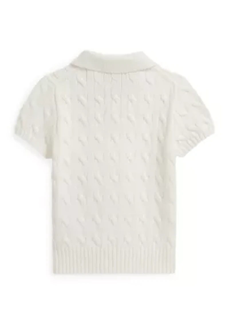 Boys 2-7 Cable-Knit Cotton Polo Sweater