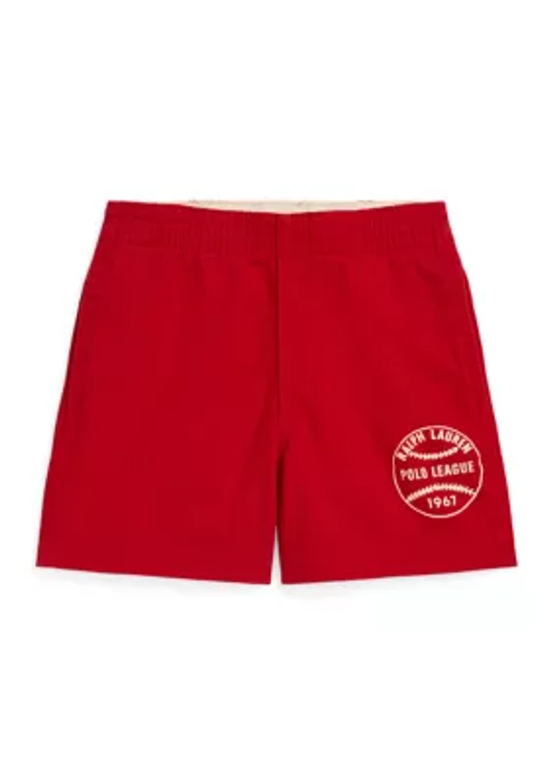 Boys - Baseball Printed Cotton Twill Shorts