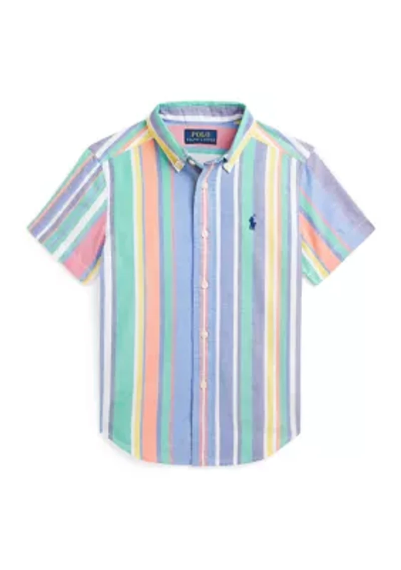 Boys 2-7 Striped Cotton Oxford Short-Sleeve Shirt