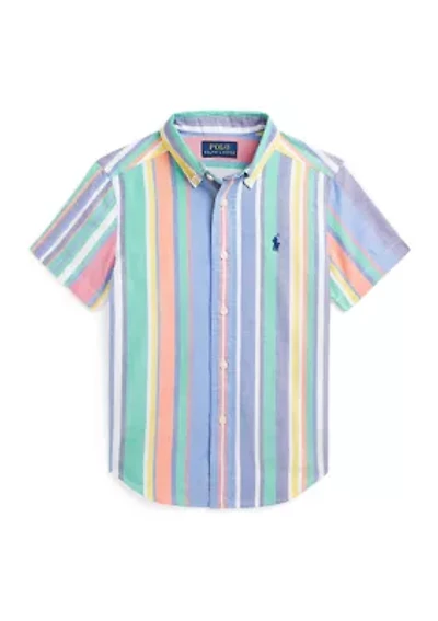 Boys 2-7 Striped Cotton Oxford Short-Sleeve Shirt