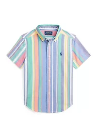Boys 2-7 Striped Cotton Oxford Short-Sleeve Shirt