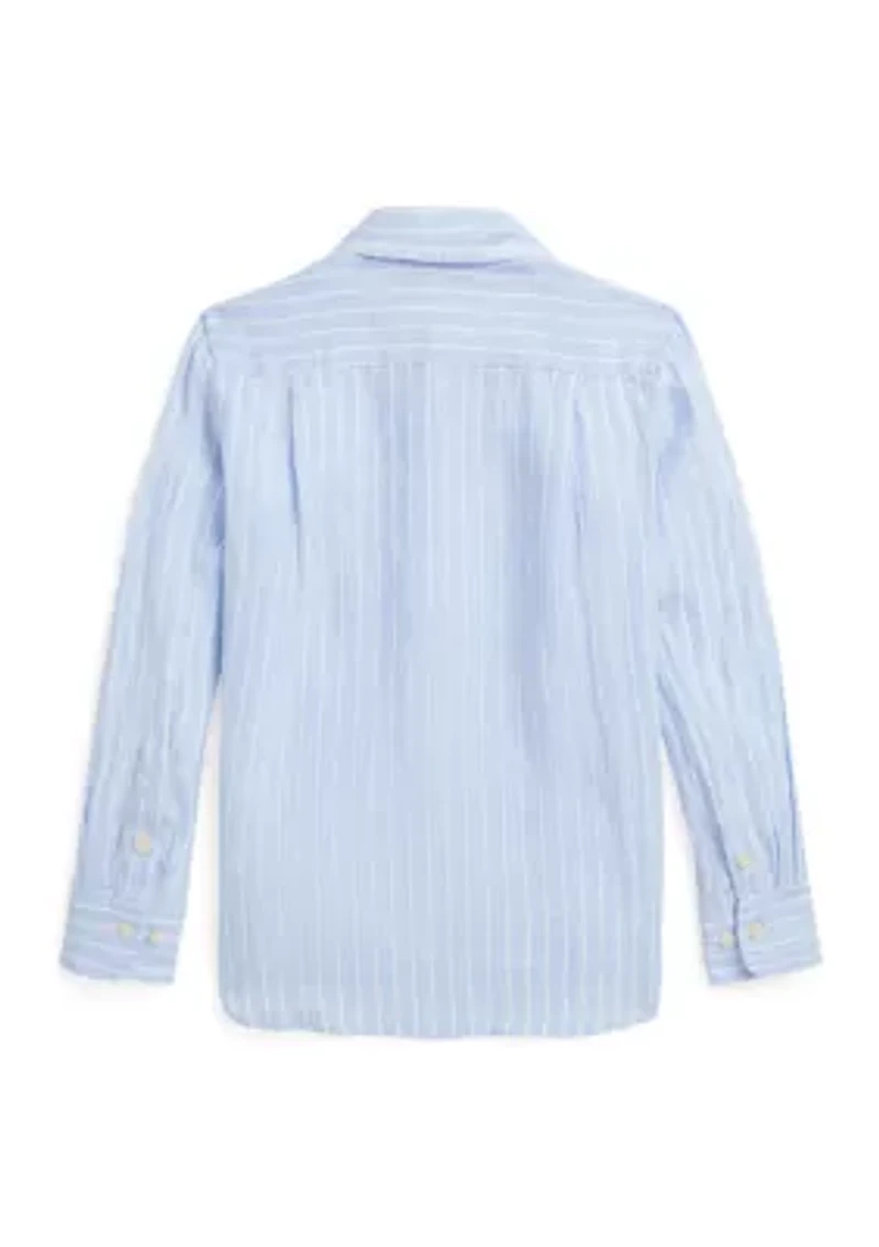 Boys 2-7 Striped Linen Shirt