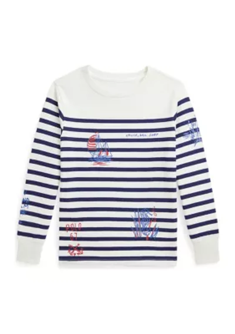 Boys - Striped Cotton Graphic Long-Sleeve T-Shirt
