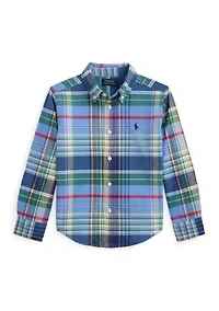 Boys 2-7 Plaid Brushed Cotton Oxford Shirt