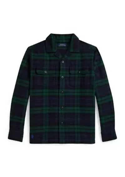 Boys - Plaid Cotton Flannel Camp Shirt