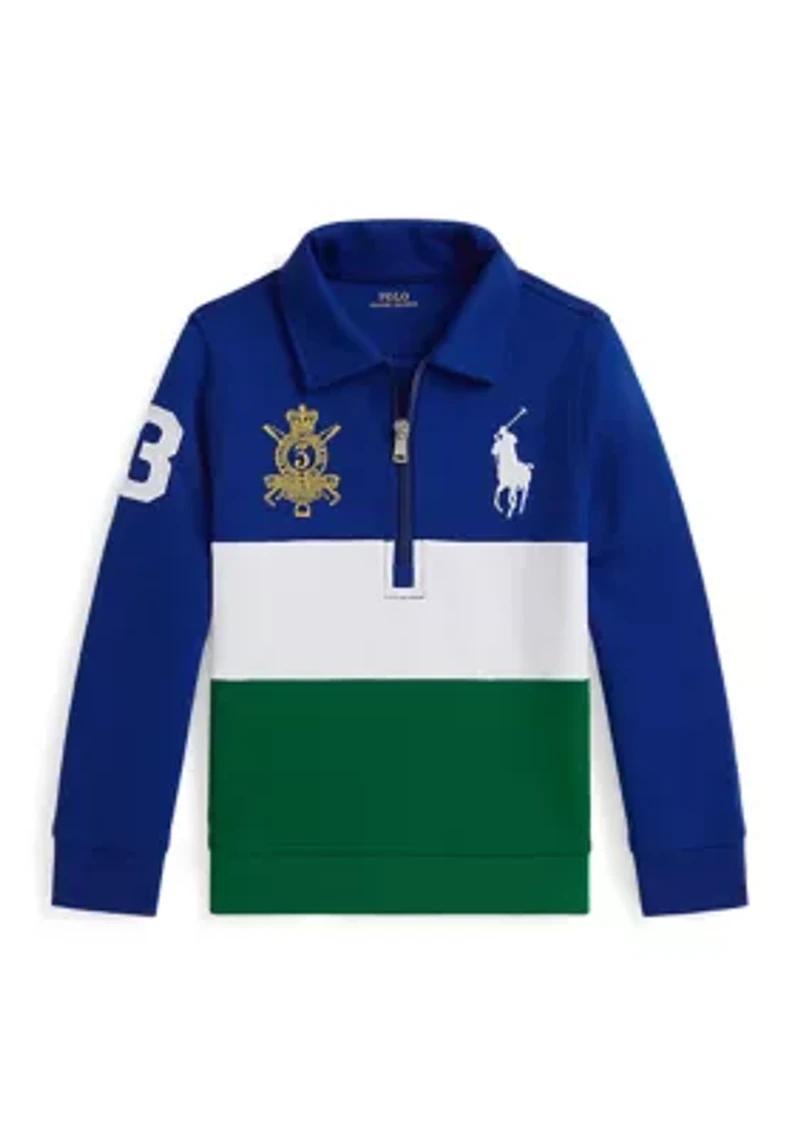 Boys - Big Pony Double Knit Collared Sweatshirt