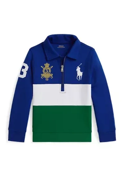 Boys 2-7 Big Pony Double Knit Collared Sweatshirt