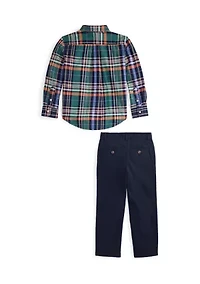 Boys 2-7 Plaid Cotton Shirt & Chino Pant Set