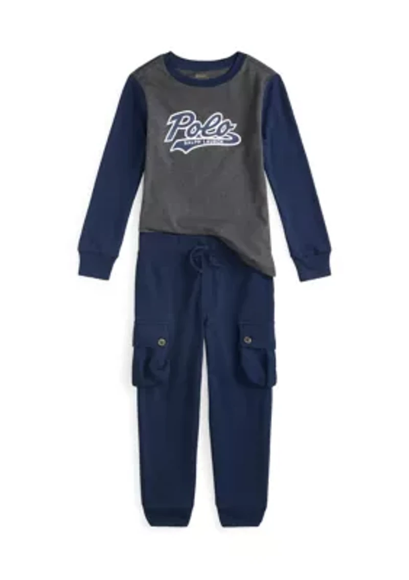 Boys 2-7 Logo Jersey Tee & Fleece Jogger Pant Set