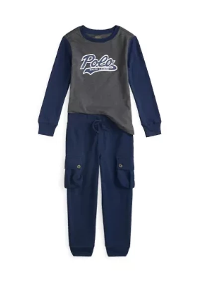 Boys 2-7 Logo Jersey Tee & Fleece Jogger Pant Set