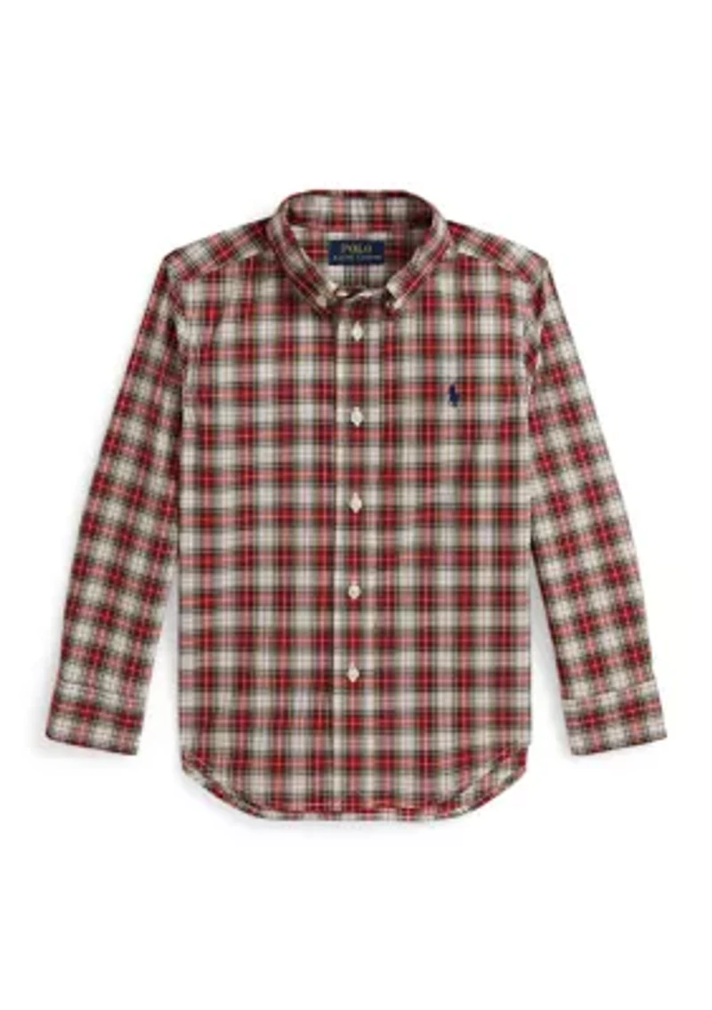 Boys 2-7 Plaid Cotton Poplin Shirt