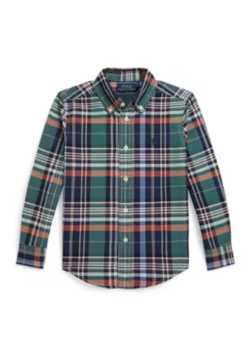 Boys 2-7 Plaid Cotton Oxford Shirt