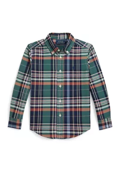 Boys 2-7 Plaid Cotton Oxford Shirt
