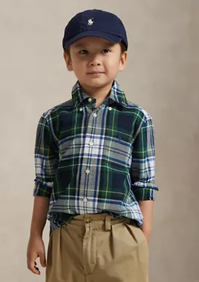 Boys 4-7 Plaid Cotton Oxford Shirt