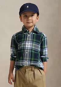 Boys 4-7 Plaid Cotton Oxford Shirt
