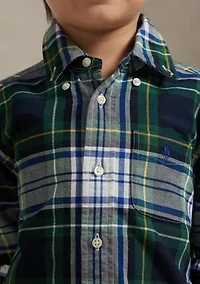 Boys 4-7 Plaid Cotton Oxford Shirt