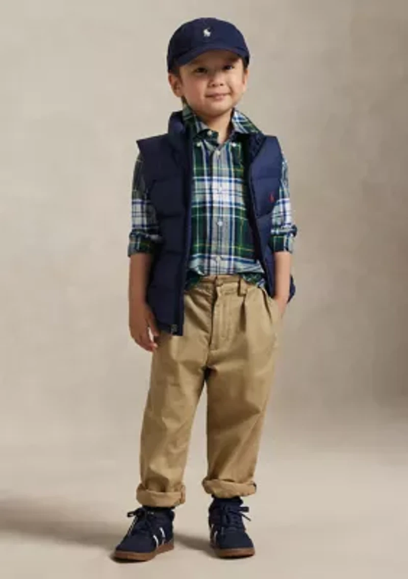 Boys 4-7 Plaid Cotton Oxford Shirt