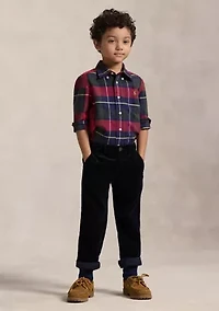 Boys 4-7 Plaid Cotton Oxford Shirt
