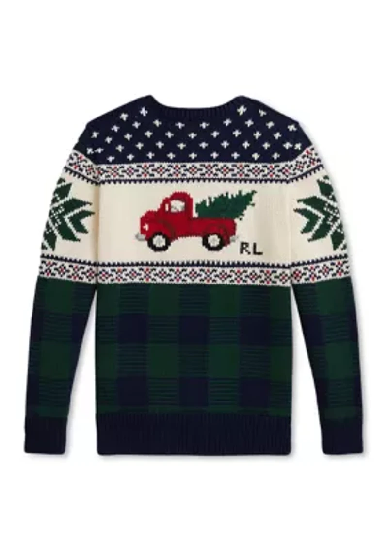 Boys 2-7 Truck-Intarsia Cotton Sweater