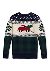 Boys 2-7 Truck-Intarsia Cotton Sweater