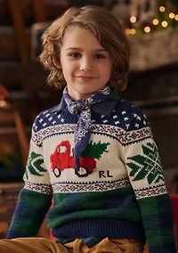 Boys 2-7 Truck-Intarsia Cotton Sweater
