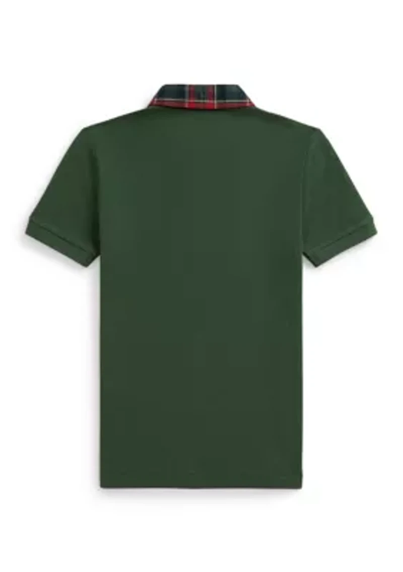 Boys 2-7 Plaid-Collar Mesh Polo Shirt