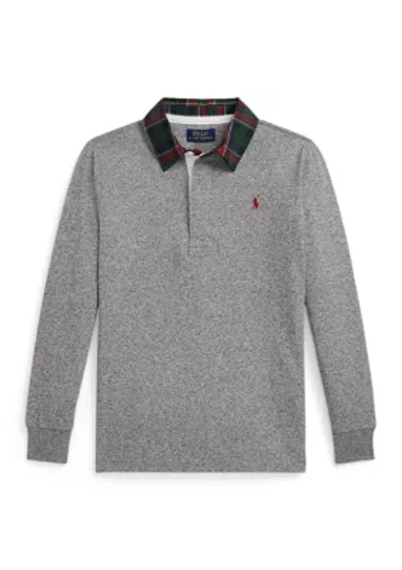 Boys 2-7 Plaid-Collar Cotton Jersey Rugby Shirt