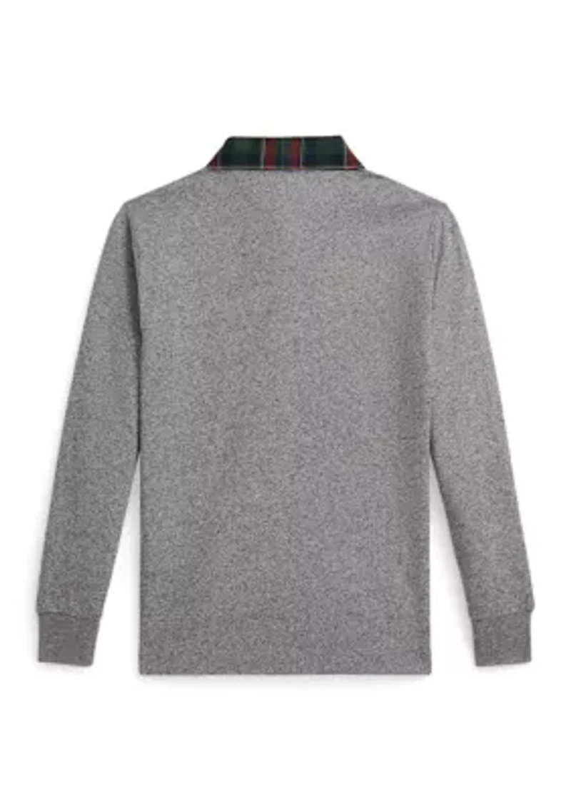 Boys 2-7 Plaid-Collar Cotton Jersey Rugby Shirt