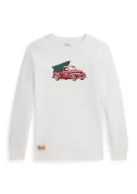 Boys - Truck-Print Cotton Long-Sleeve Tee