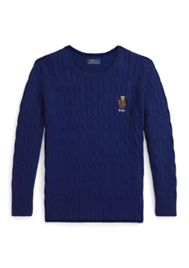 Boys 2-7 Polo Bear Cable-Knit Cotton Sweater