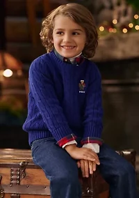 Boys 2-7 Polo Bear Cable-Knit Cotton Sweater