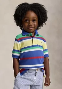 Boys 2-7 Striped Cotton Mesh Polo Shirt