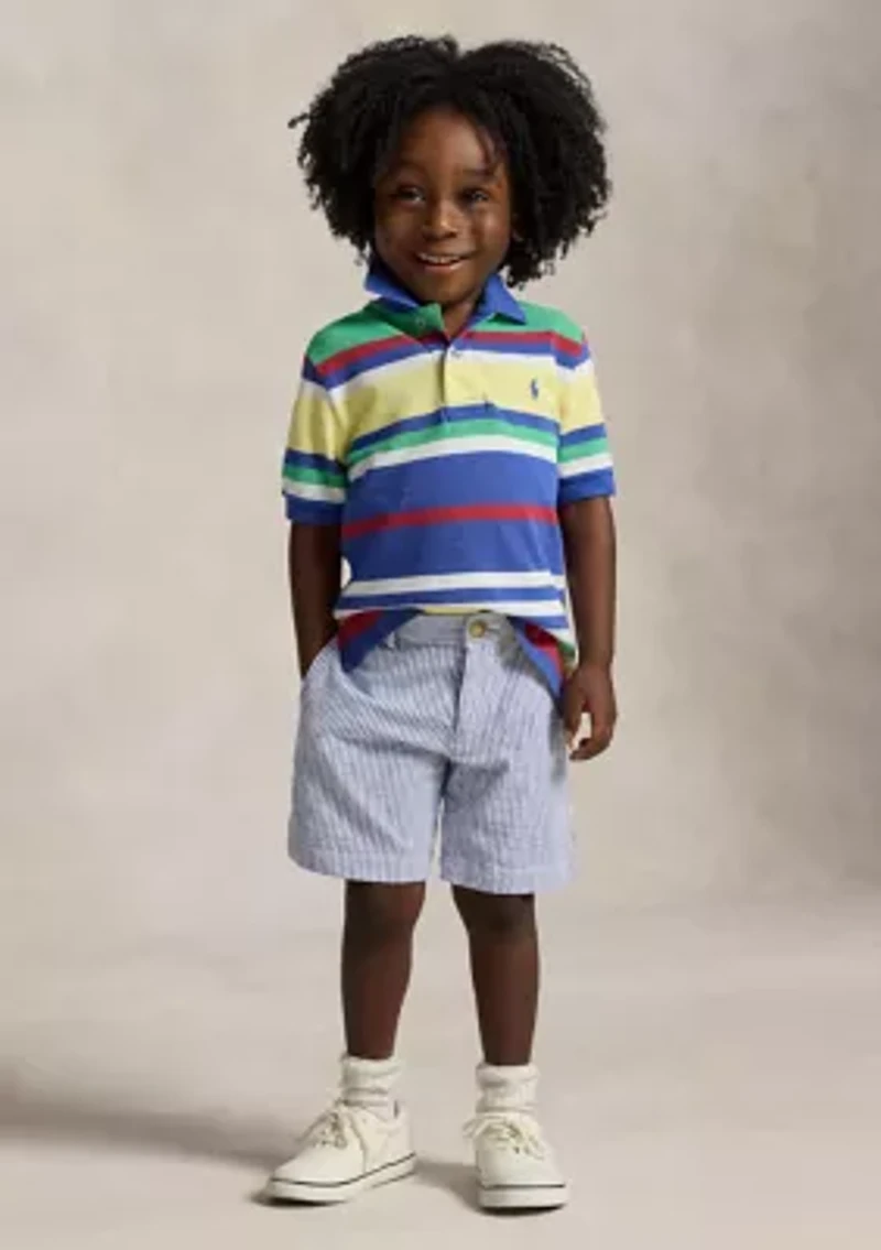 Boys 2-7 Striped Cotton Mesh Polo Shirt