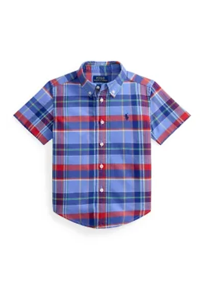 Boys 2-7 Plaid Cotton Oxford Shirt