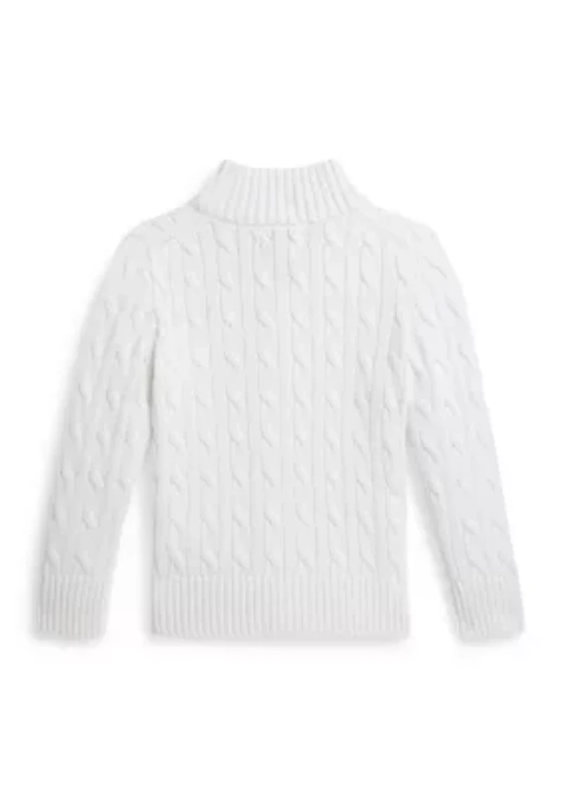 Boys 2-7 Cable-Knit Cotton Full-Zip Sweater