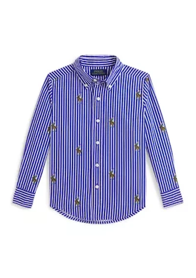 Boys 4-7 Polo Bear Striped Cotton Shirt